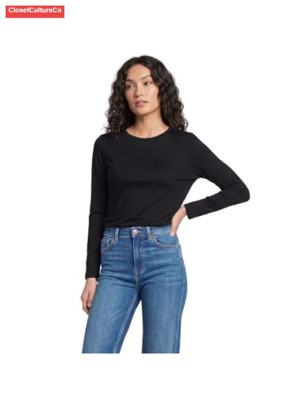 Supima Cotton Long Sleeve Crew Neck Tee Relaxed Fit Tagless